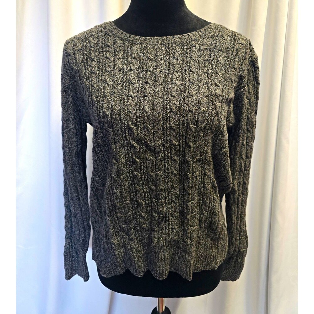 St. John's Bay Women's Gray Cable Knit Crew Neck Pullover Sweater XL
